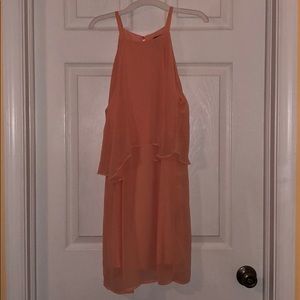 High neck orange dress